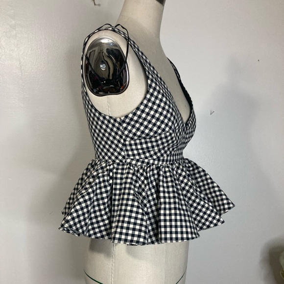 Cottage core gingham peplum milkmaid top - Picture 5 of 10